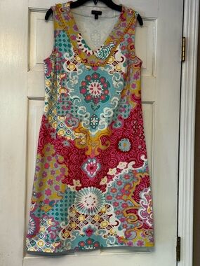 Talbots Soft Pink and Mint Cotton Midi Dress